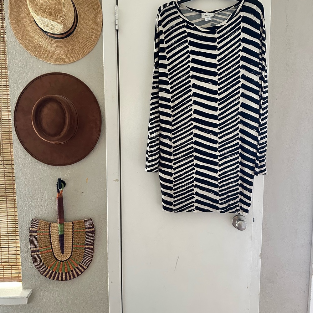 Ganni Black and White Chevron Tunic
